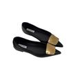 Französische Metall-Viereckschnalle Damen kleine Einzel-Schuhe 2025 Frühling und Herbst neu vielseitig retro dicker Absatz spitz weiches Leder Ballerinas
