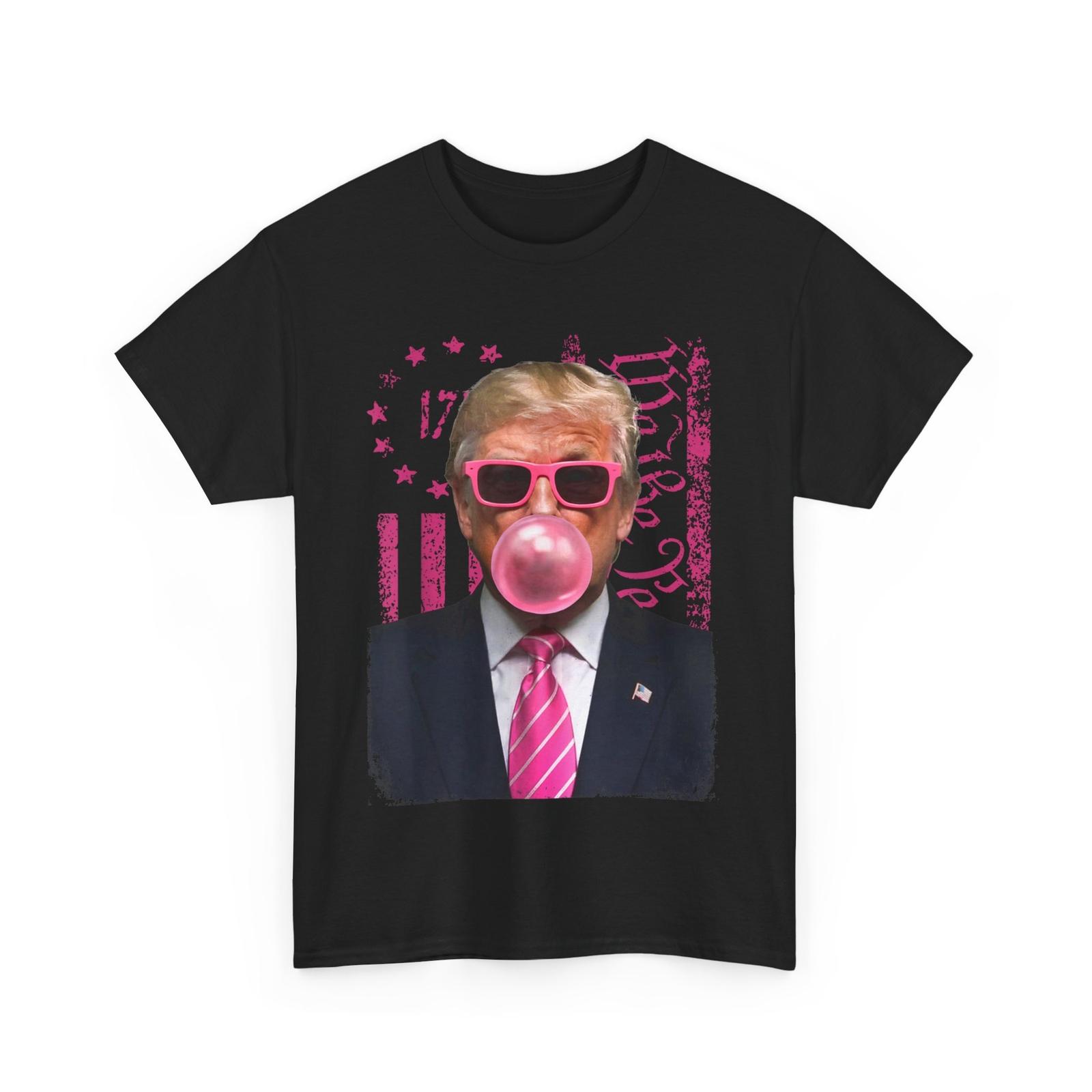 

Funny Trump Bubble Gum Pink USA Flag T-Shirt Mens Womens Tees Top XL