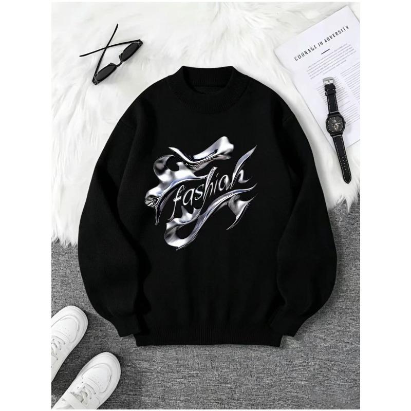 Men's Spring Autumn Winter Crew Neck Long Sleeve Sweatshirt, Casual Style With Letter Print, Suitable As Gift.