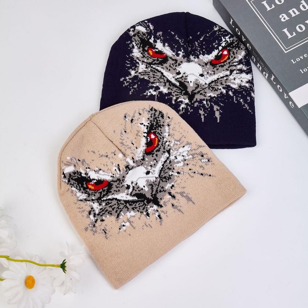 Eagle new pullover hat street knitted jacquard to keep warm European and American dark wind men's and women's hats personalized niche autumn and winte