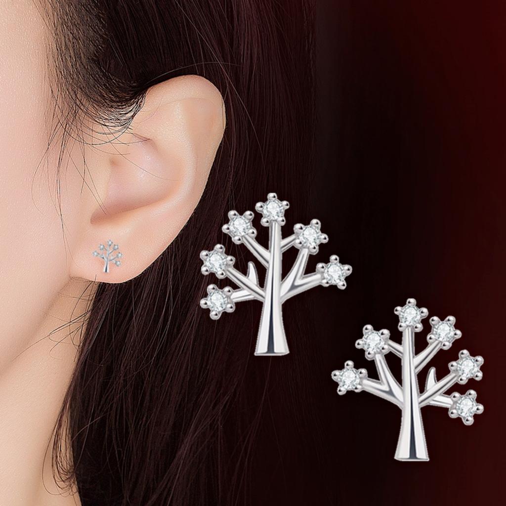 Wishing Tree Earrings for Women, Fashionable and Personalized Simple Branches with Diamonds and Exquisite Earrings