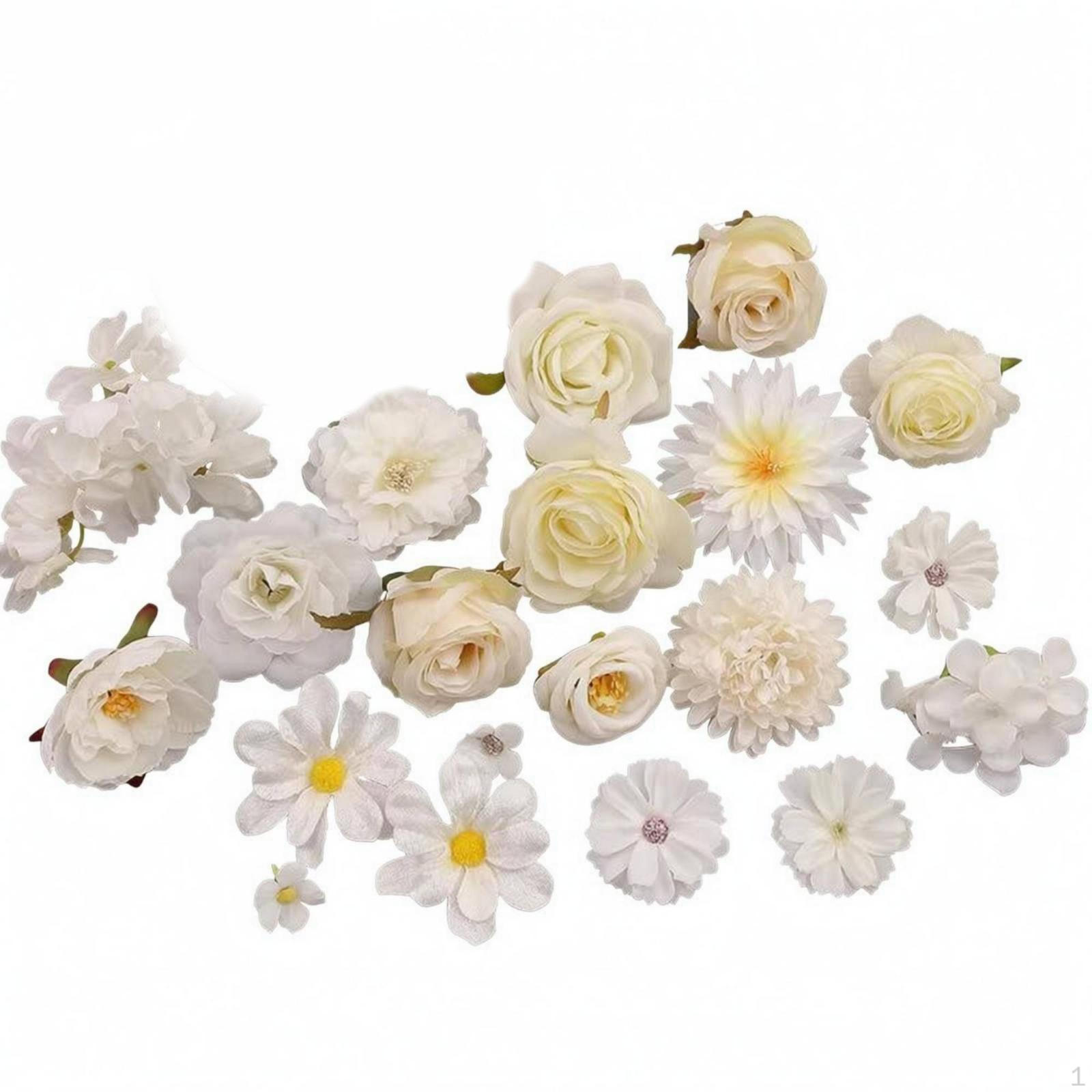 50 Pieces Artificial Flower Heads Mixed Sizes Decorative MultiStyle for Shop Display,