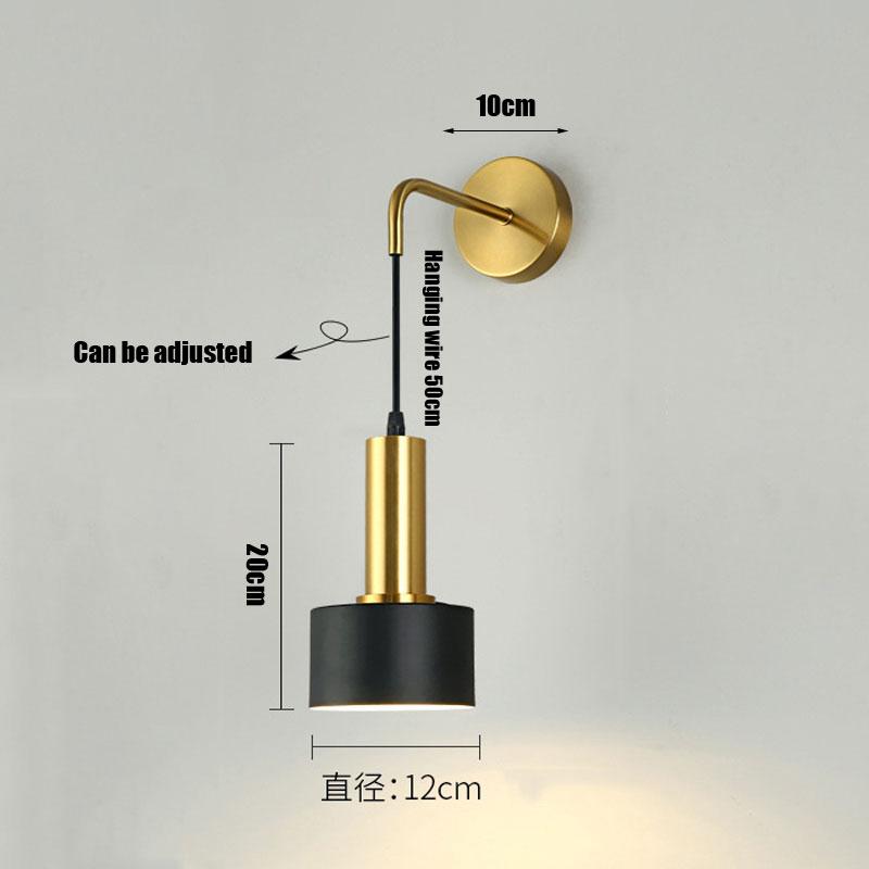 Kreative nordische Pendel-Wandleuchte Postmodernes Nachttisch E27 Lampenkopf Wandleuchte Schwarz/Gold Schlafzimmer Nachttisch Wandleuchte