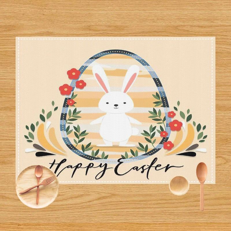 1PC Cartoon Rabbit Placemat Dining Table Decor Linen Tableware Coaster Kitchen Pads Accessories For Kids Birthday Party Easter