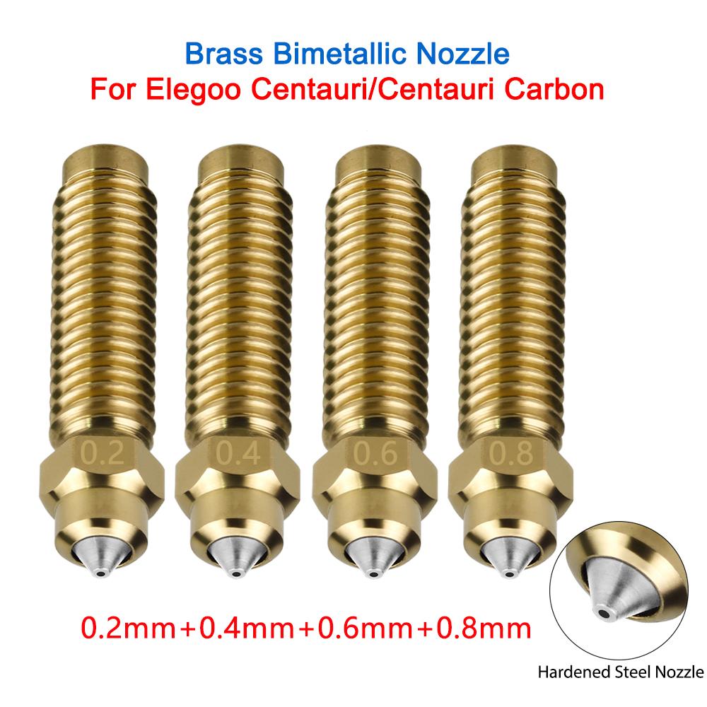 Bimetallic Nozzle For Elegoo Centauri Carbon 3D Printer 0.2/0.4/0.6/0.8mm Brass Chromium Zirconium Copper Hardened Steel Nozzles