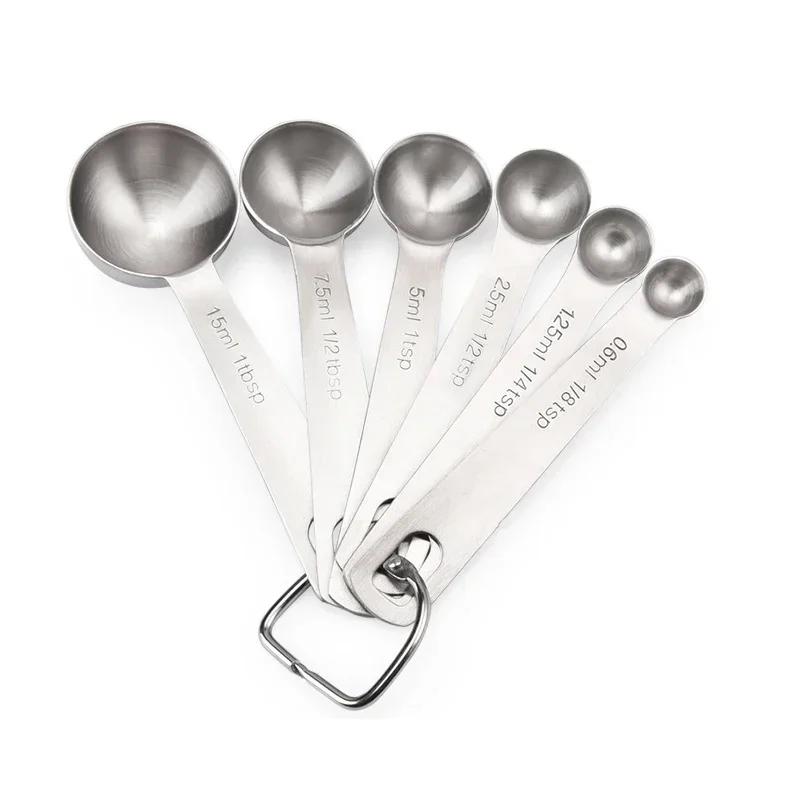 

2025 Hot 6pcs/set Food-grade Stainless Steel Measuring Spoon Set Sugar Coffee Powder Spice Measure Scoop Kitchen Baking Tool