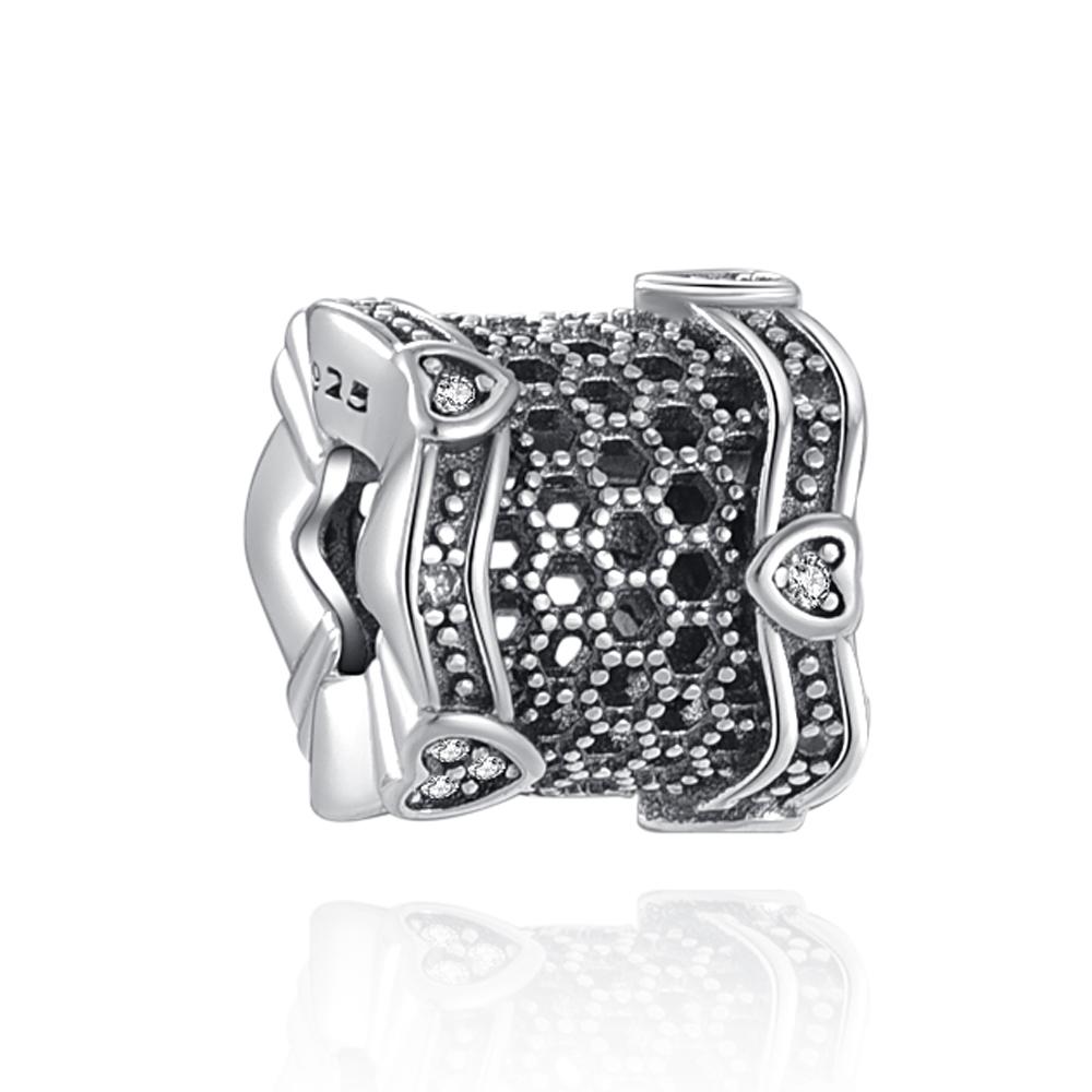 925 Silver Openwork Hearts Spacer Charm Beads Fit Original Bracelet Bangle DIY Fashion Woman Jewelry Trinkets