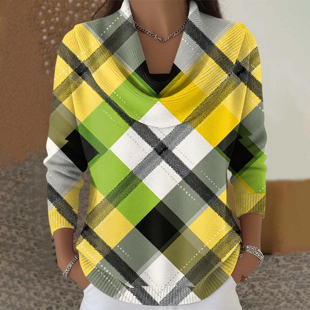 Women's Casual And Fashionable Round Neck Long Sleeved Printed Top Sweater