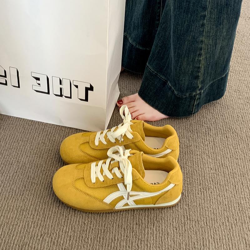 

Summer breathable mesh yellow shoes thin casual retro small single shoes women s mesh cloth shoes 40