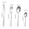 4/6/16/24 Stück Silber Edelstahl Besteck 1010 runder Griff Messer, Gabel und Löffel Besteckset geeignet für Familienessen Hotel