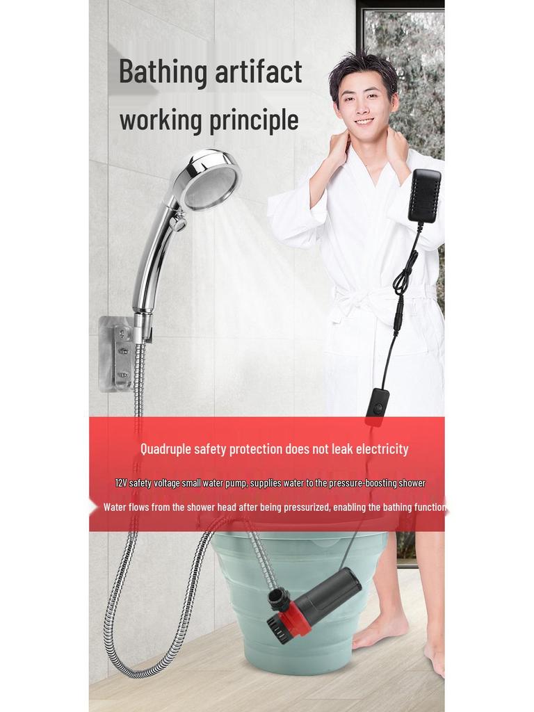 Portable Rechargeable Electric Shower Head for Dorms, Rentals, Outdoors