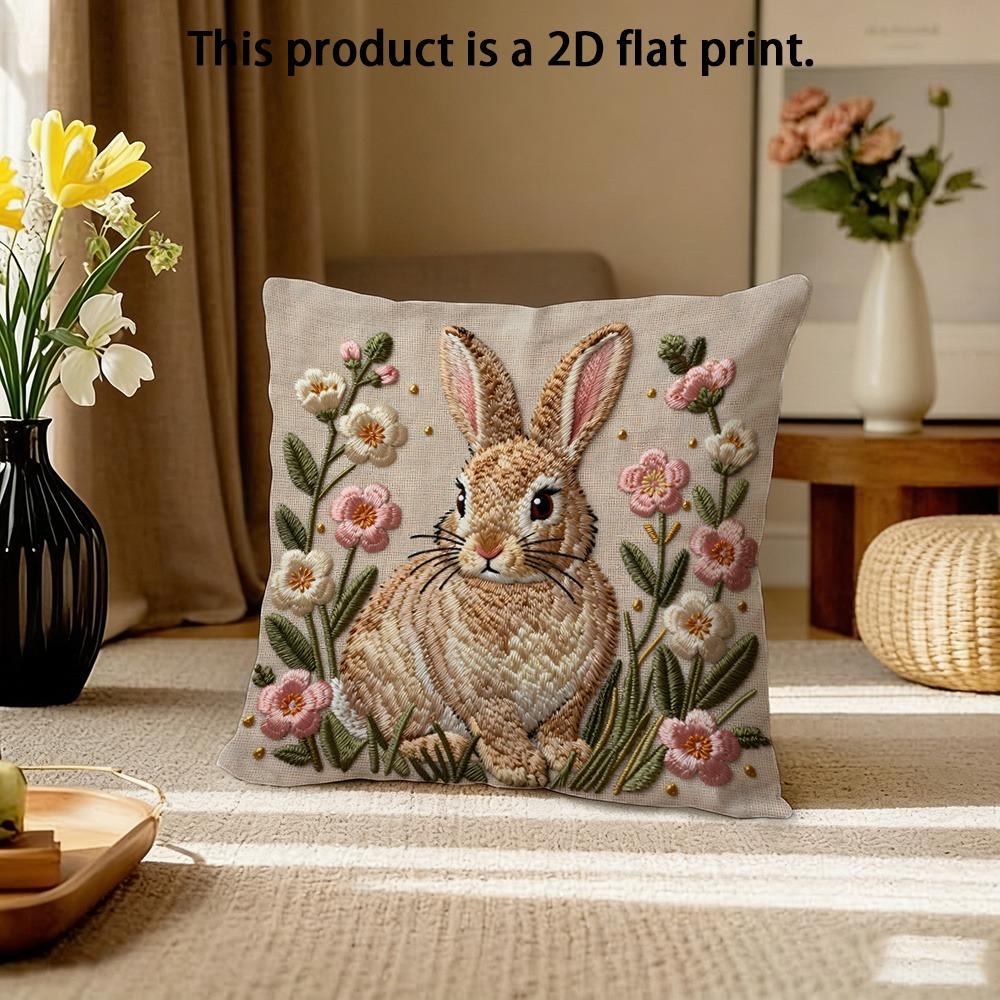 1 piece, cute rabbit flower 2D flat pillowcase