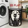 1pc Retro Black Cat & Bat Storage Basket - Round Suitable for Bookshelf,, Laundry Hamper with Sturdy Handle | Bin for Room, Multi-Purpose Basket for B