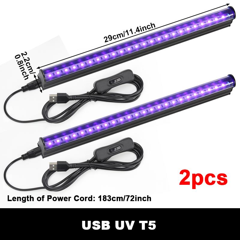 3/2/1 PCs 395 Nanometer Black Light LED UV Light T5 Tube 5V USB Plug Stage Black Light LED UV Nail Light Accessories Growth Light