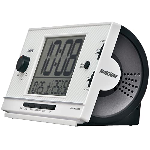 Seiko Clock NR539W Radio-Controlled Digital Alarm Clock, Loud Volume, PYXIS RAIDEN White Pearl, 77 X 167 X 57mm