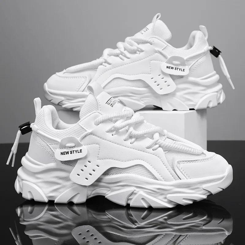 

Чоловічі повсякденні кросівки Літнє дихаюче спортивне взуття Кросівки для бігу на відкритому повітрі Студентські кросівки з товстим дном Спортивне взуття для бігу підтюпцем Ходьба 39 білий