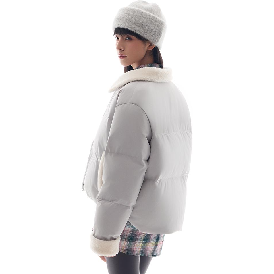 Anta Gradient Zipper Collar Comfortable Breathable Versatile Casual Down Jacket Women Outerwear Cloud-Gray 962448904-1