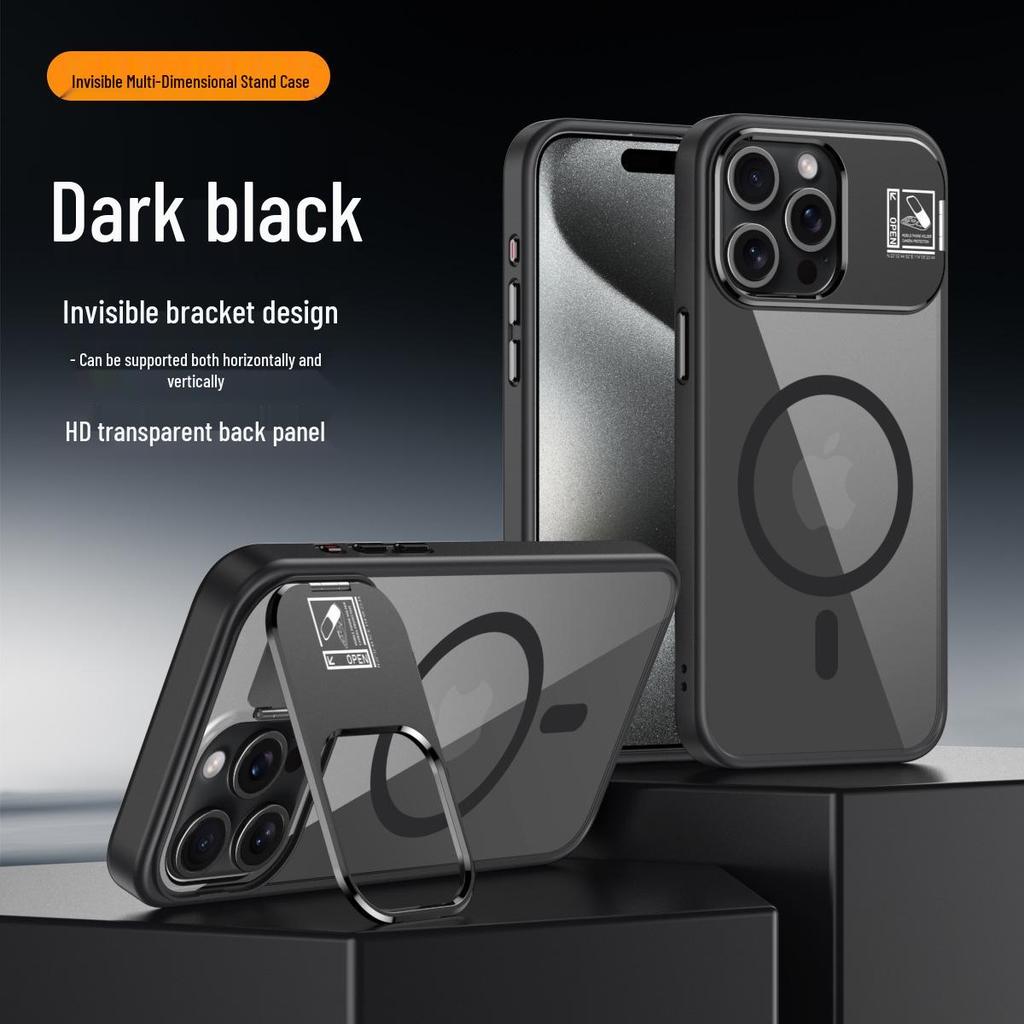 Magnetic Drop-Proof Lens Stand Case for iPhone 17 Pro Max/16 Pro/15