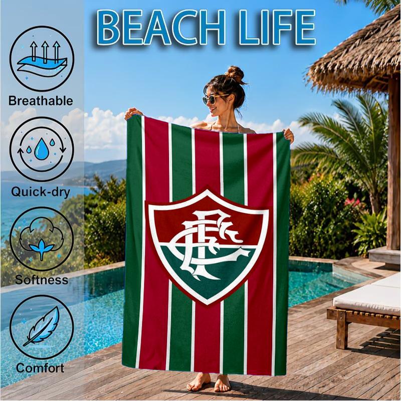 Flumi-nense Football Club  Printed Microfiber Beach Towel, Soft And Absorbent, Quick-Dry, Ideal for Summer Travel, Beach Essential, Swimming Pool