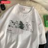 Summer Cotton WomenS TShirts Japanese Vintage Cats Printing Short Sleeve ONeck Breathable Loose Tops Casual Female Clothes