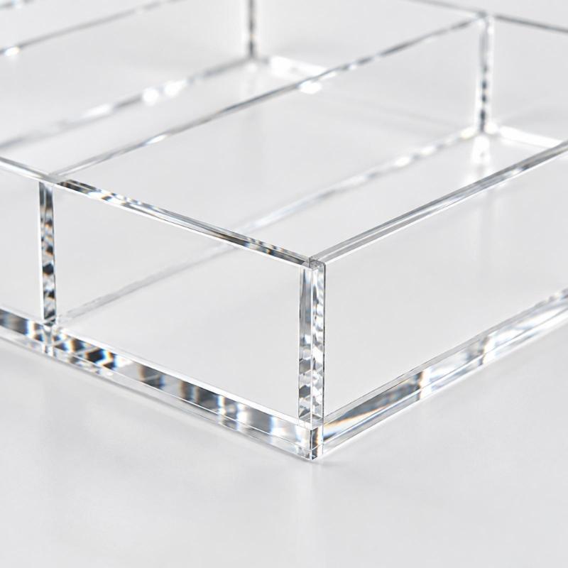 Clear Acrylic Eyeglasses Tray with 6 Separate Compartment for Visible Storage in Closets, Entryway Cabinets, or on Dressing Tables