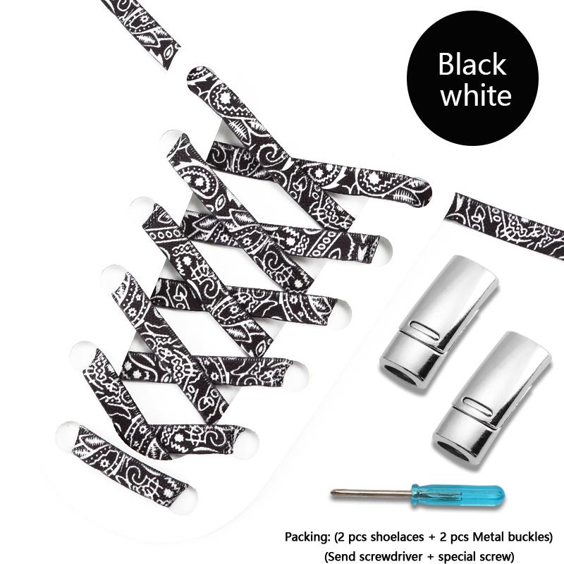 Magnetic Shoe Laces No Tie Sneakers Children Elastic Shoelaces Without Ties Flat Shoe Lace for Women Cashew Flower Shoestrings