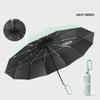 Extra Large 12-Bone Ring Buckle Umbrella Forward Fully Automatic Portable Wind-Resistant Dual-Purpose Folding Rain Black Glue Um