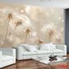 Tapiserie Estetică cu Păpădie și Lumini Bokeh, Bej Neutru, Agățătoare de Perete Florală pentru Sufragerie