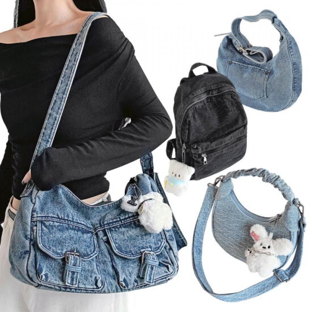 Fromheaven Daily Denim Backpack Shoulder Bag Crossbody With Keyring 7 Types
