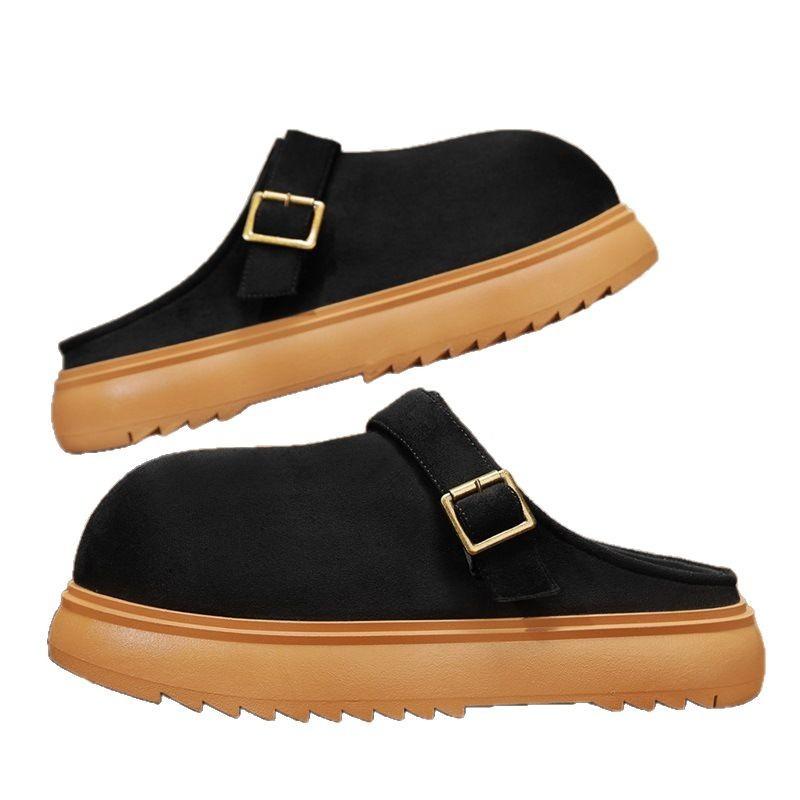 2025 New Baotou Half Drag Casual Comfortable Breathable Solid Color Fashion Flat Heel Versatile Daily Men's Slippers