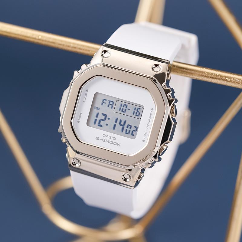 Casio All Metal Series Square Dial Digital Watch Women Watches White GM-S5600G-7PR