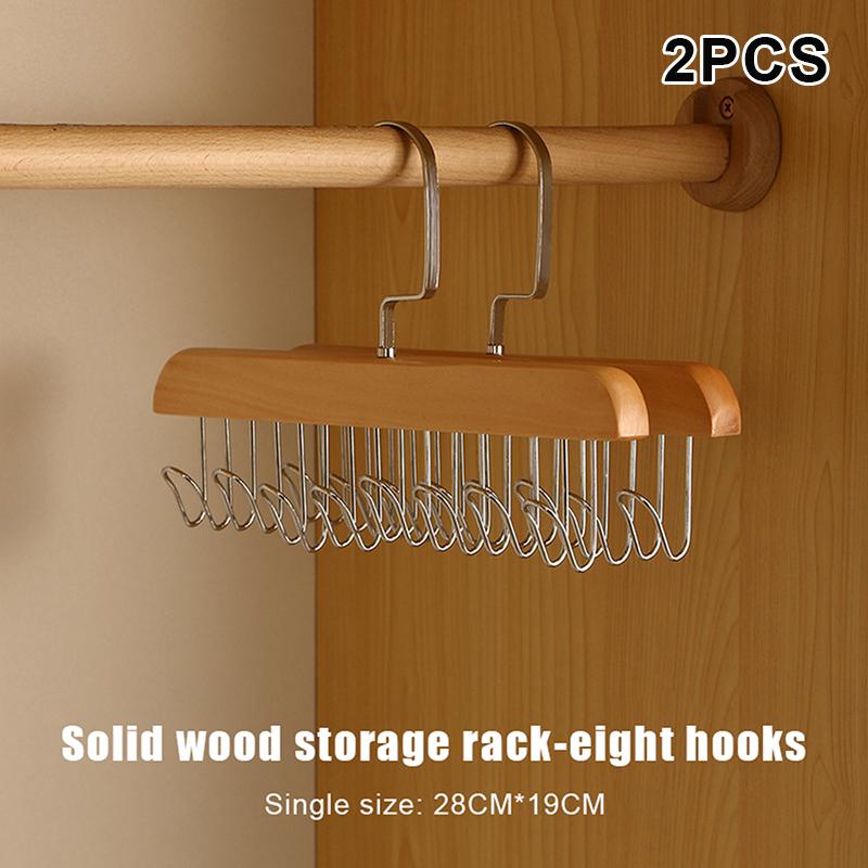 #1/2PCS Versatile Wooden Hat Organizer Rack With Hooks Caps Belts Ties Storage Space-Saving Home Retail Display Clothes Storage