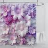 3D Red Floral Shower Curtain Set Pink Flower Design Fabric Bathroom Decor Waterproof Washable Shower Curtain Set with Hooks