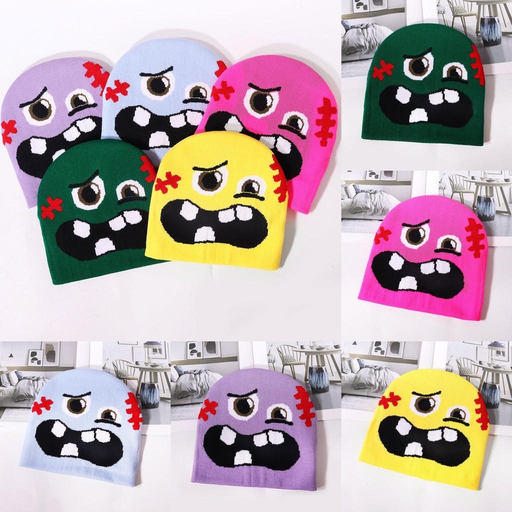 Knit Hat For Outdoor Casual Warmth With Expression Design For Fall Winter