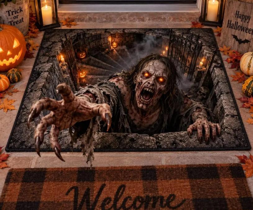 Felpudo de Halloween 2026, Felpudo de Zombi Saliendo de la Tumba, Decoración de Puerta Principal Aterradora, Regalo Espeluznante para Porche 2027