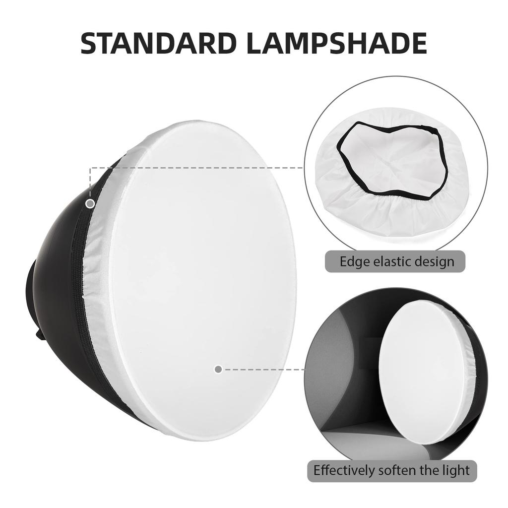 9 Inch Reflector Diffuser Bowens Mount Photography Lamp Shape Dish with 60 degrees Honeycomb Grid & White Soft Cloth