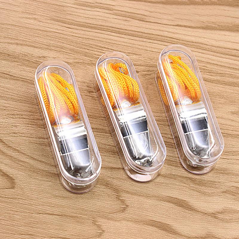 Loud Metal Whistle Team Sport With Rope Strong Sport Whistle Compact Wear Resistant Stainless Steel Whistles Lifeguards