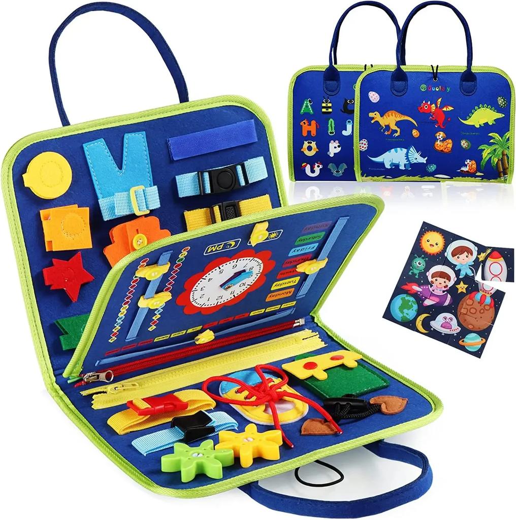Kids Montessori Suitcase Toys Educational Learning Buckle Training Essential Baby Busy Board Sensory Intelligence Developing