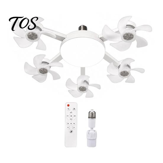 Quiet Room Fan with Light 3/4/5 Blade Ceiling & Remote Control, 2-in-1 Silent LED Drone E27 Socket Foldable Blades, 3-Speed Dimmable for Bedroom