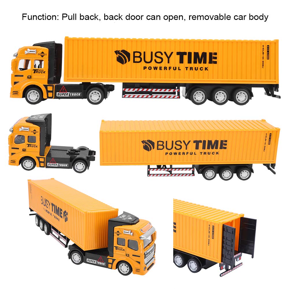 1:48 Container Truck Toy, Construction Truck Model Toy, Kids Collection Christmas Gift Birthday Gift Yellow, Cargo Truck