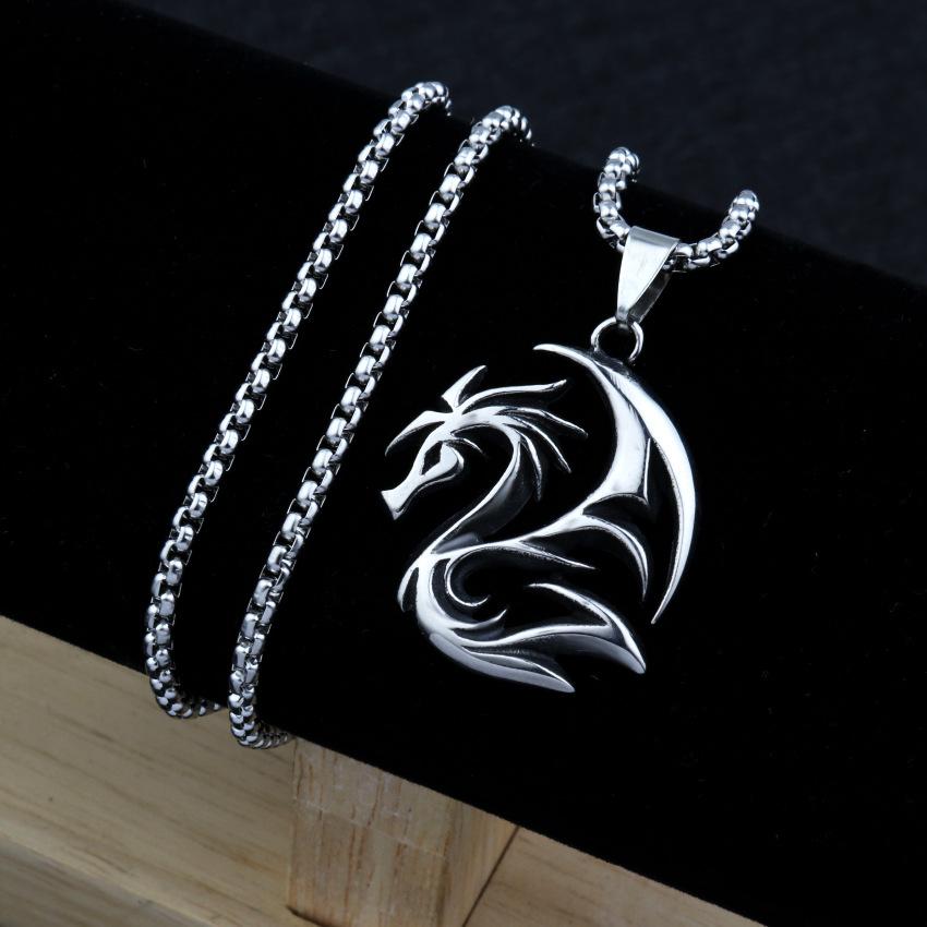 Necklaces, Men'S Jewelry, Exquisite Titanium Personalized Dragon Pendant.