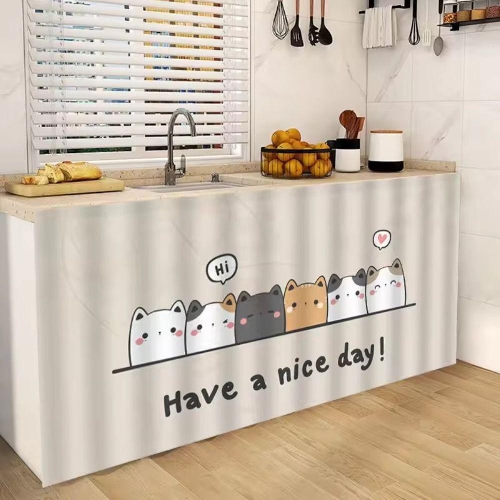 Dustproof Kitchen Curtains Cartoon Wardrobe Home Dust Cover Cabinet Curtain Home Decoration