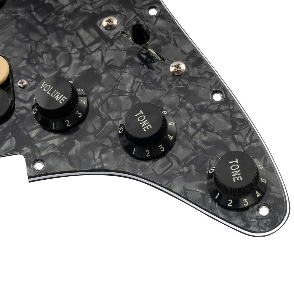 Musiclily Pro SSH Strat Wiring Pre-assembled Pickguard with Artec Alnico 5 Pickups Black Pearl 4P for ST Stratocaster Electric Guitar
