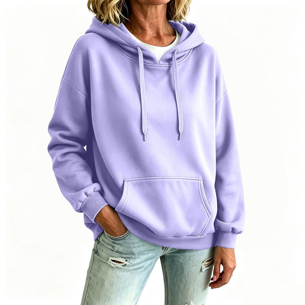 Women's Long Sleeve Hooded Sweatshirt with Pockets for Casual Everyday Wear