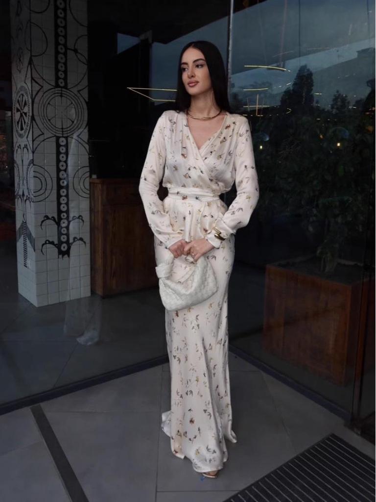 2025 Summer European & American Sexy V-Neck Long Sleeve Elegant Dress