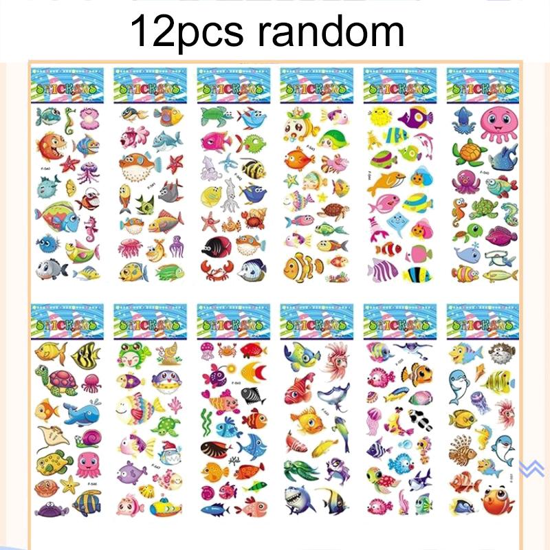 12pcs/set 3D Bubble Sticker Stationery Stickers Office Educational Supplies Scrapbook Album Decoration School Student Reward TMZ