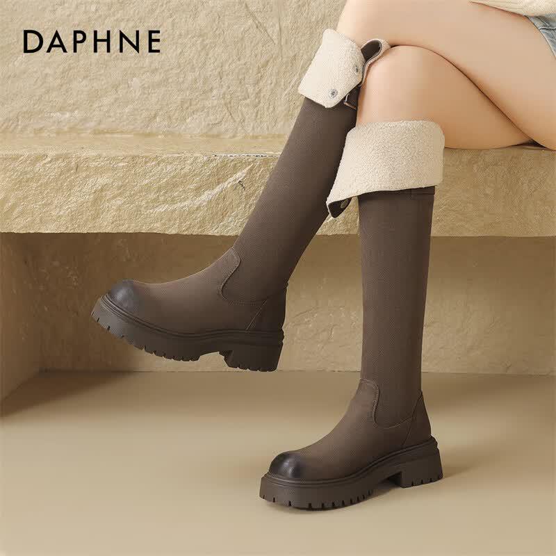 Daphne Women s Tall Platform Knight Boots with Plush Lining 36