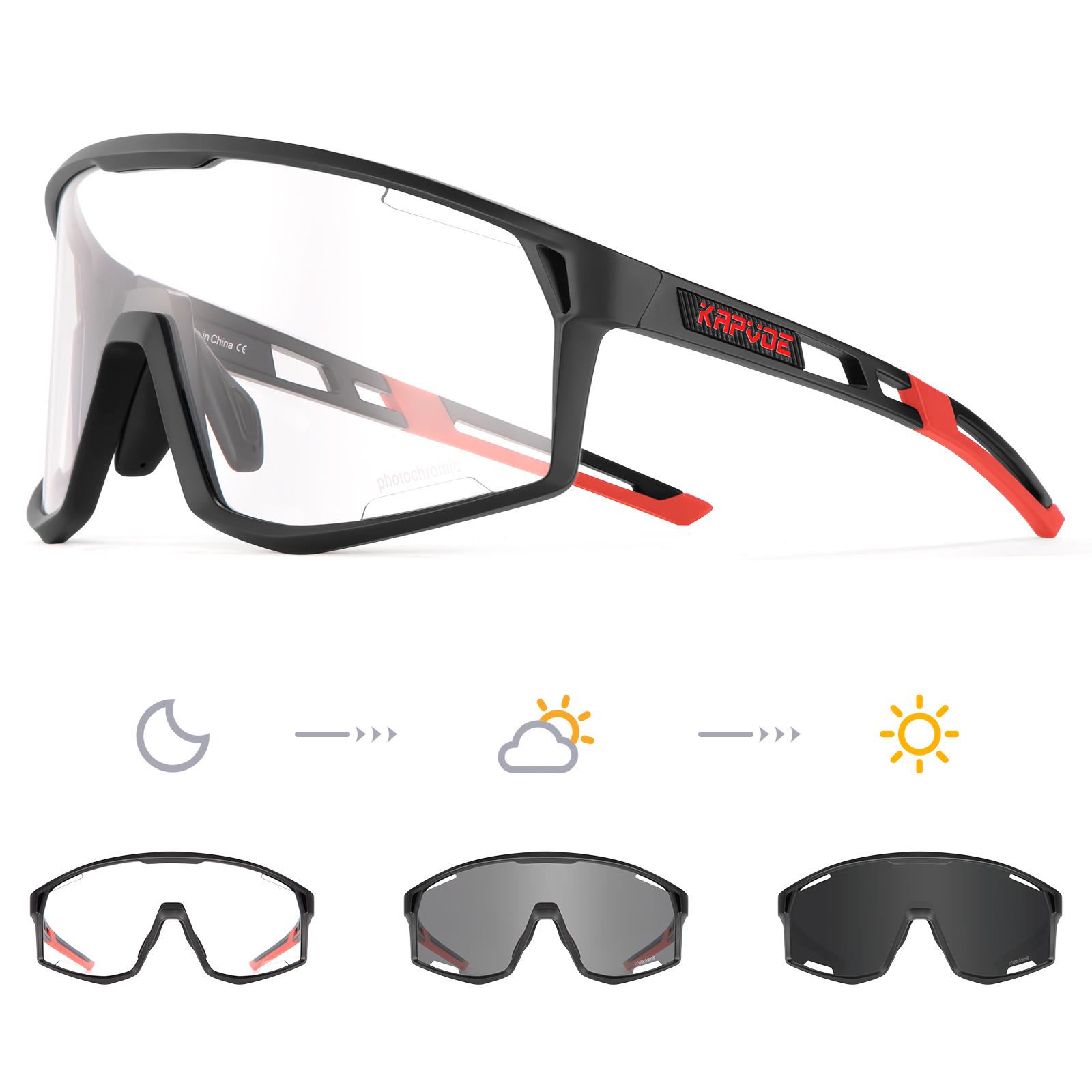 

Kapvoe Colored Photochromic Sunglasses for Men s Cycle Glasses Sun Glasses MTB UV400 Goggles Woman Road Bike Bicycle Eyewear Photochromic-1 lens