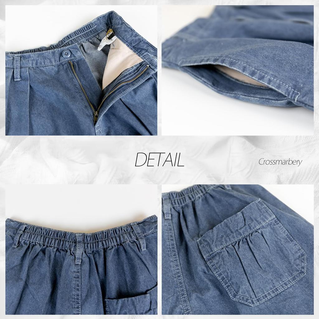 Crossmarberry Sarouel Denim Plus Balon Larg Elastic Aladdin Picior Larg Relaxat Cu Tiv Pantaloni de Damă, Bumbac, Mărime, Pantaloni, Blugi, Croială, Talie, Stil,