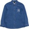 New MLB New York Yankees Denim Coopers Mega Logo New York Yankees Denim Shirts Shirt Unisex Blue 3ADRB0144-50INS
